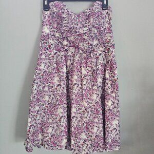 Express Strapless Purple & White Floral Dress